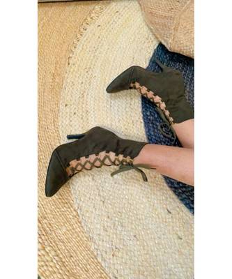 Cowboy (Dark Green Suede High Heel Boots ) 1