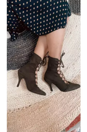 Cowboy (Dark Green Suede High Heel Boots )