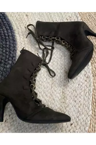 Cowboy (Dark Green Suede High Heel Boots )