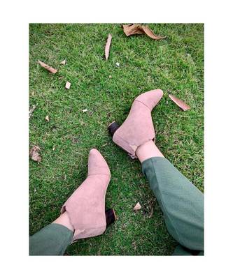 Blush Boots (Winter Shoes Blocks Ankle Length Boots) 3
