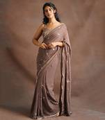 Brown Jhal Embroidered Saree 