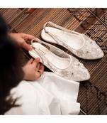 Cinderella Mules (Hand Embroidery, White Pointy)