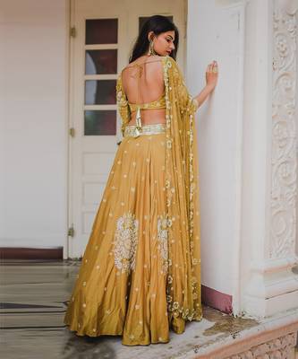 Mustard Embroidery Lehenga Set 4