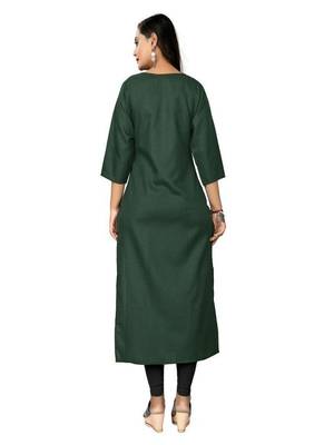 Green embroidered cotton silk party-wear-kurtis 2