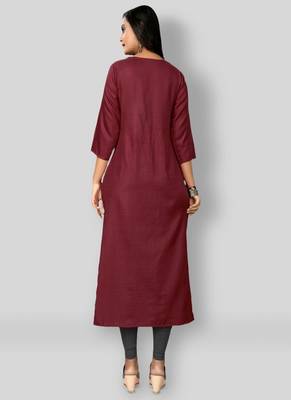 Maroon embroidered cotton silk party-wear-kurtis 4