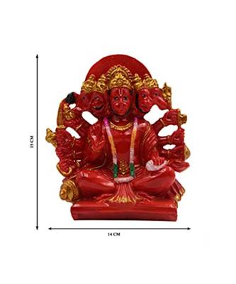 ESVAR STONECRAFT Hand Made Panchmukhi Hanuman Ji of Red Colour 2