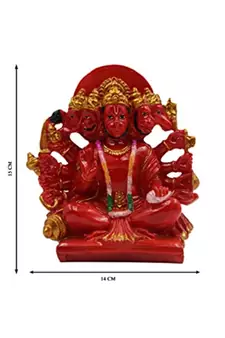 ESVAR STONECRAFT Hand Made Panchmukhi Hanuman Ji of Red Colour