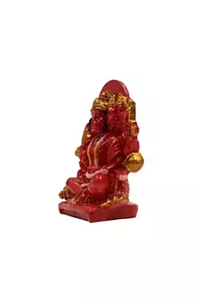 ESVAR STONECRAFT Hand Made Panchmukhi Hanuman Ji of Red Colour