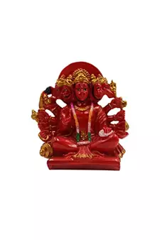 ESVAR STONECRAFT Hand Made Panchmukhi Hanuman Ji of Red Colour