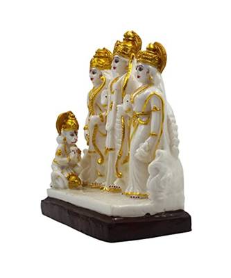 ESVAR STONECRAFT Ram Darbar Murti of White Marbel Looks with Golden Eadge 2