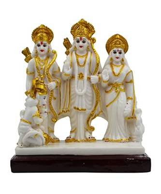 ESVAR STONECRAFT Ram Darbar Murti of White Marbel Looks with Golden Eadge 5