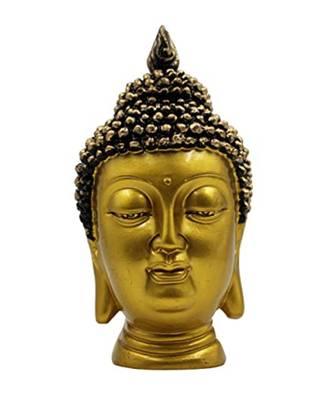 golden yellow decorative buddha face with brass finish 1