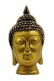 ESVAR STONECRAFT Face Of lord Buddha Golden Yellow Colour With Brass Look