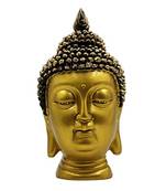 golden yellow decorative buddha face with brass finish