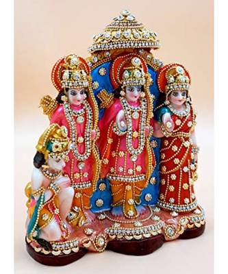ESVAR STONECRAFT Resin Ram Darbar/Ram Sita Laxman Hanuman with Decoration Decorative Showpiece 2