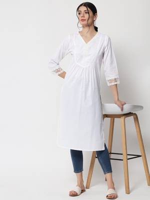 MATINE Women Self Design Straight Kurta 6