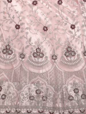 Lavender embroidered net semi stitched lehenga 4