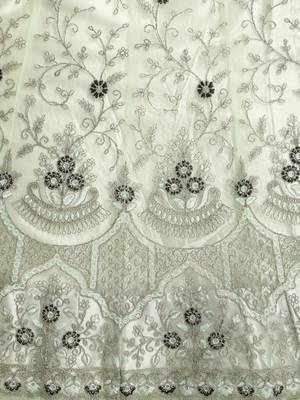 Light-green embroidered net semi stitched lehenga 4