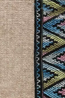 Rustic Collection by : Natural & Turquoise Cotton Chambray Bordered 6 Seater Table Runner with Tassels (40x180cm)