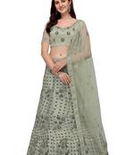 Light-green embroidered net semi stitched lehenga