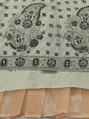 Light-green embroidered net semi stitched lehenga 4