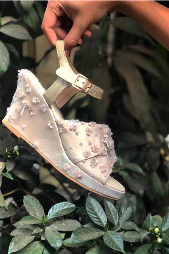 Silver Edge On Embellished Wedges