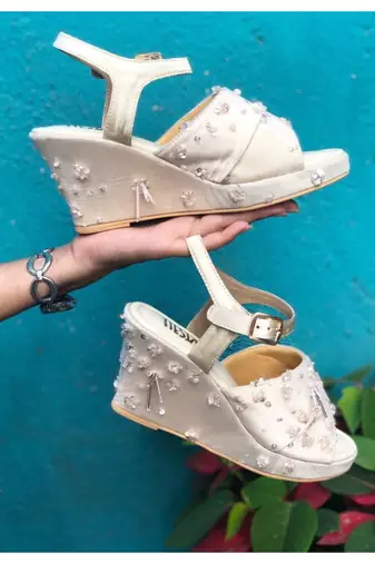 Silver Edge On Embellished Wedges