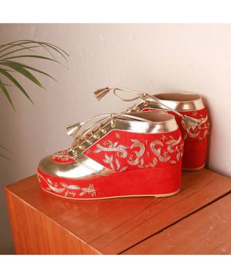 Begum (Gold Wedding Sneakers Customised Red Shoes) 2
