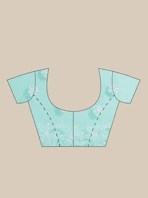 Ada Hand Embroidered Blue Faux Georgette Lucknowi Chikan Women Saree With Blouse - A129589 6