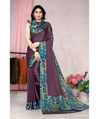Sourbh Fashion Purple Color Chiffon Fabric Flower Printed With Unstitched Blouse Piece 1