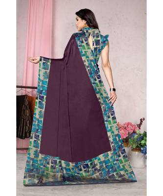 Sourbh Fashion Purple Color Chiffon Fabric Flower Printed With Unstitched Blouse Piece 2