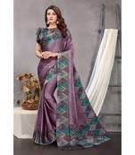 Sourbh Fashion Wine Color Chiffon Fabric Polka Dot Printed With Unstitched Blouse Piece