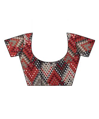 Sourbh Fashion Khaki Color Chiffon Fabric Polka Dot Printed With Unstitched Blouse Piece 3