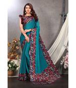Sourbh Fashion Turquoise Color Chiffon Fabric Flower Printed With Unstitched Blouse Piece