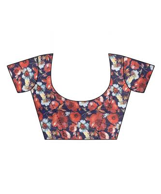 Sourbh Fashion Turquoise Color Chiffon Fabric Flower Printed With Unstitched Blouse Piece 3
