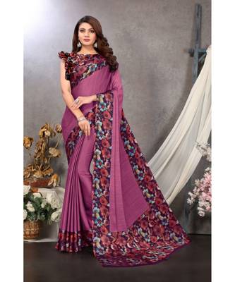 Sourbh Fashion Pink Color Chiffon Fabric Flower Printed With Unstitched Blouse Piece 1