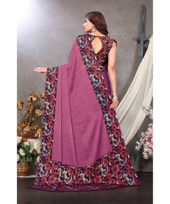 Sourbh Fashion Pink Color Chiffon Fabric Flower Printed With Unstitched Blouse Piece 2
