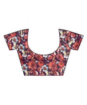 Sourbh Fashion Pink Color Chiffon Fabric Flower Printed With Unstitched Blouse Piece 3