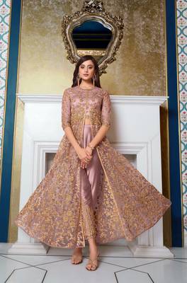 Light-purple embroidered net salwar 1
