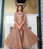 Light-purple embroidered net salwar