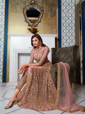 Light-purple embroidered net salwar 2