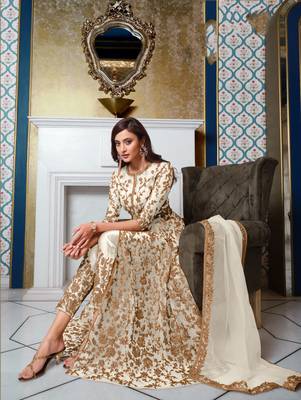 White embroidered net salwar 2