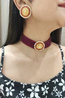 Maroon Choker Set