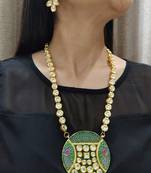 Green Kundan Meenakari Necklace Set