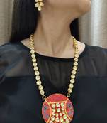 Red Kundan Meenakari Necklace Set