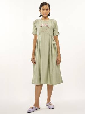Green printed rayon party-wear-kurtis 1
