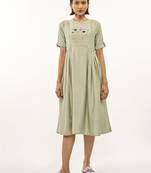 Green printed rayon party-wear-kurtis