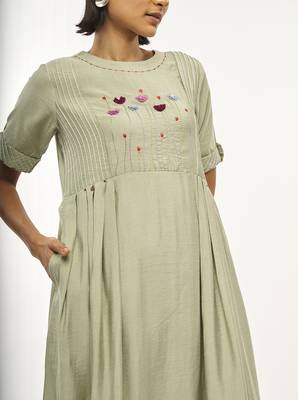 Green printed rayon party-wear-kurtis 4