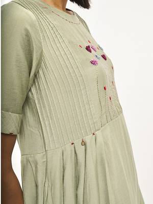 Green printed rayon party-wear-kurtis 5