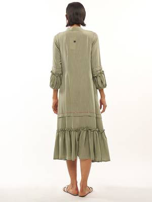 Green plain rayon party-wear-kurtis 4